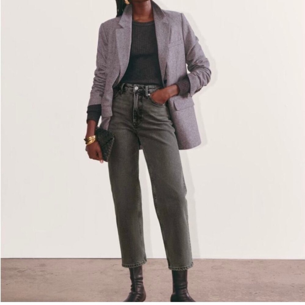 EVERLANE The Way High Jeans Crop Gray Organic Cotton Denim Straight Leg Size 30